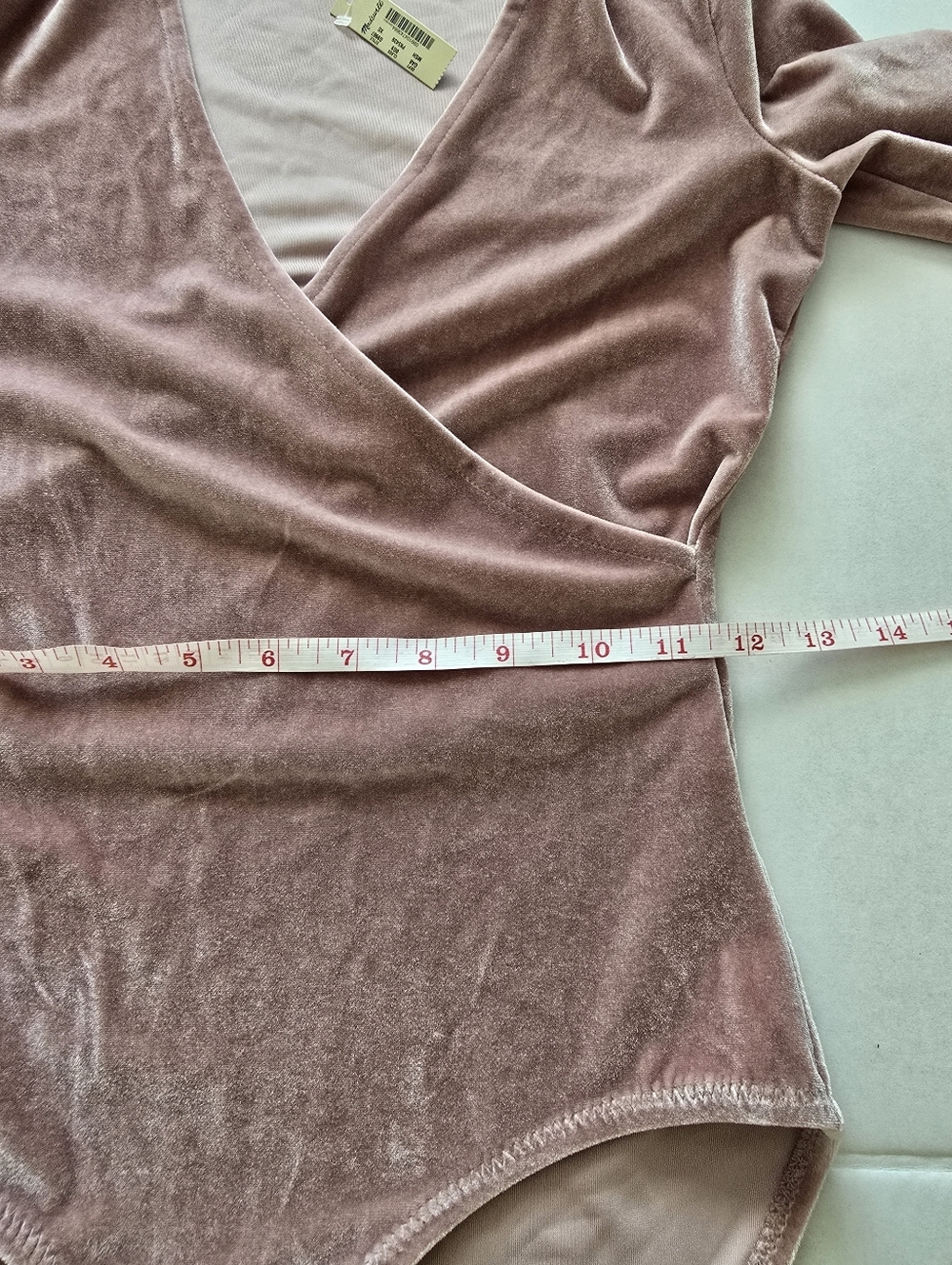 NWT Madewell Pink Velvet Overlapping Bodysuit Size XS - Picture 7 of 11